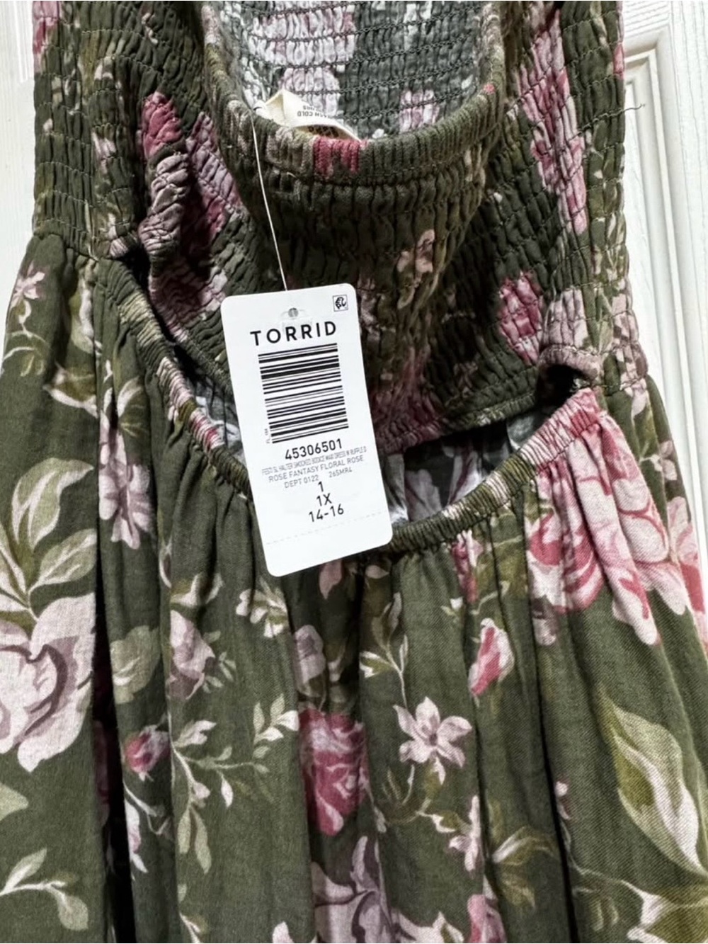 torrid Olive Maxi Dress with Pink Floral Print - Picture 9 of 10